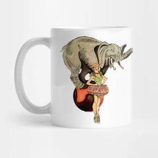 Circus performer with his balancing elephant Mug